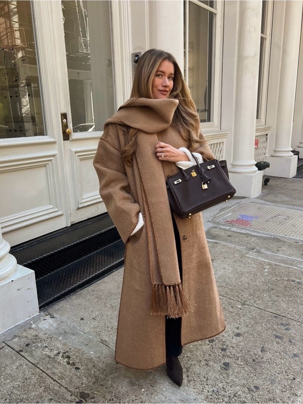 Toteme Wool Camel Scarf Coat NWT